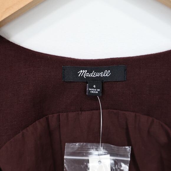 Madewell Linen Scoopneck Cutaway Vest Chocolate Raisin Brown Size 4 NWT - Picture 4 of 8
